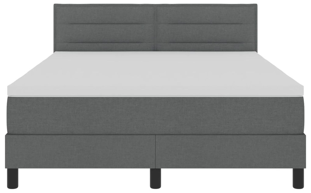 Camas Box com Colchão Cinza Escuro 140x190 cm Tecido