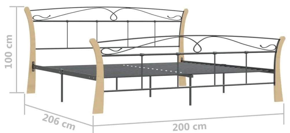 Estrutura de cama 200x200 cm metal preto