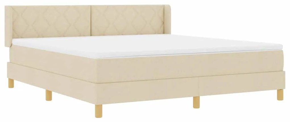 Cama Box Spring com Colchão em Tecido Creme, 180x200 cm