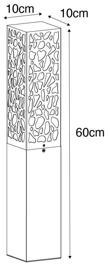 Candeeiro de poste exterior moderno preto 60 cm IP44 - Nicole Moderno