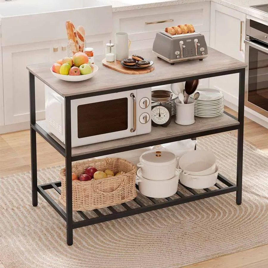 Armário de cozinha de 3 níveis 60 x 120 x 90 cm industrial preto-greige