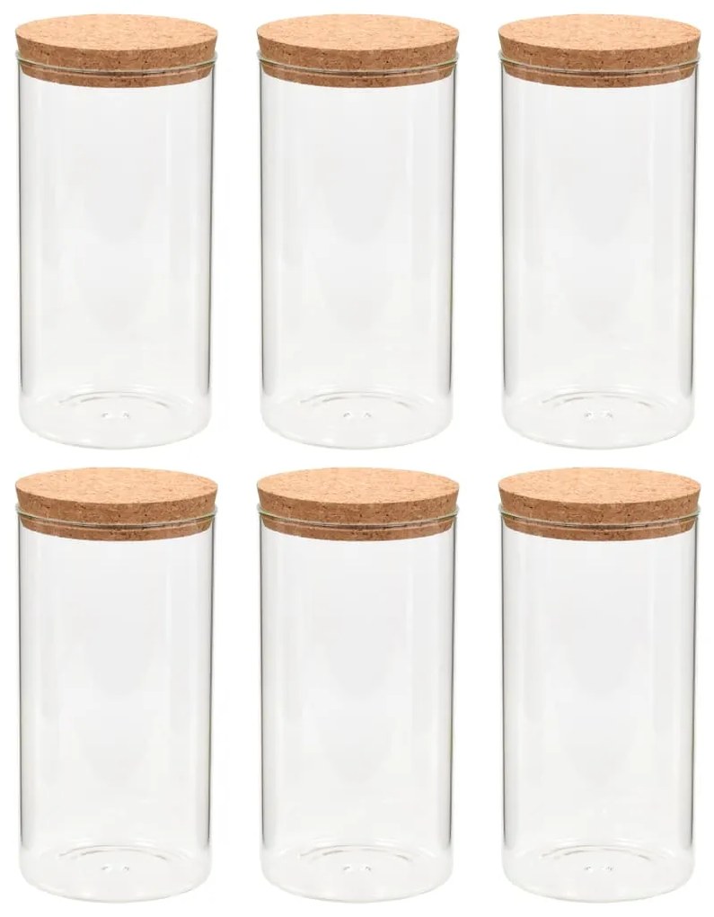Frascos de vidro com tampas de cortiça 6 pcs 1400 ml