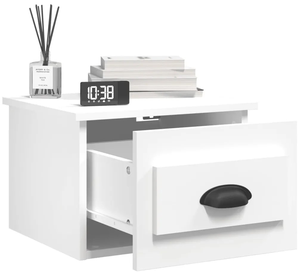 Mesas de cabeceira de parede 2 pcs 41,5x36x28 cm branco