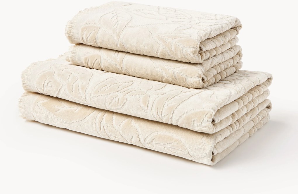 Conjunto de toalhas em veludo Rosaria, vários tamanhos