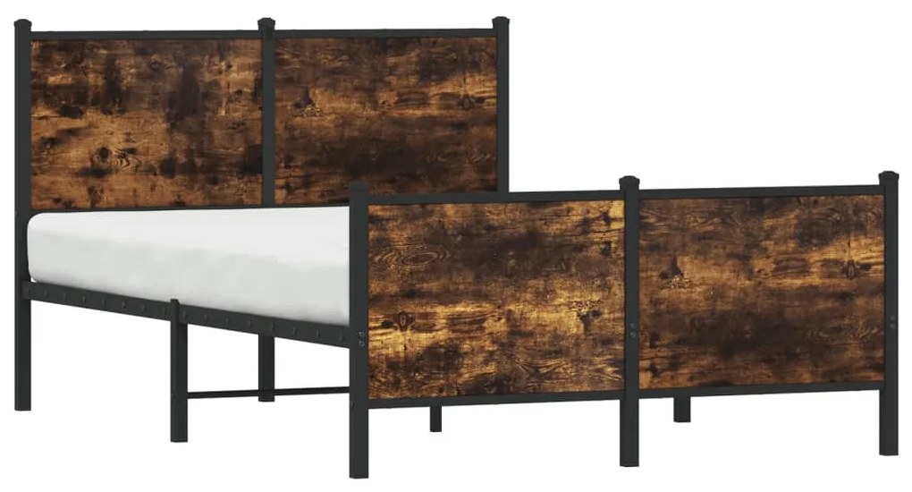 Estrutura de cama sem colchão 120x200 cm metal carvalho fumado
