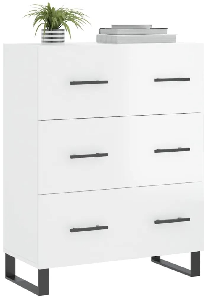 Cómoda Portucale com 3 Gavetas - Branco Brilhante - Design Moderno