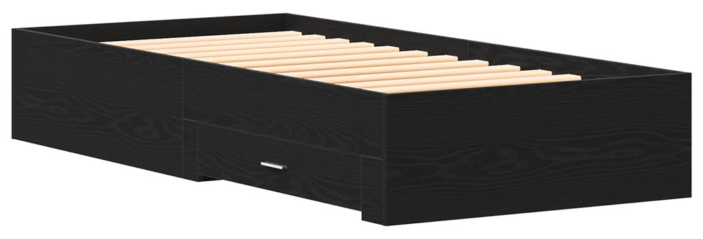 Cama vidaXL Preta Carvalho 90x200 cm Madeira Reconstituída