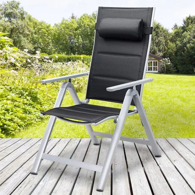 Conjunto de 2 Cadeiras de jardim Bern Premium encosto ajustável e estrutura prateada