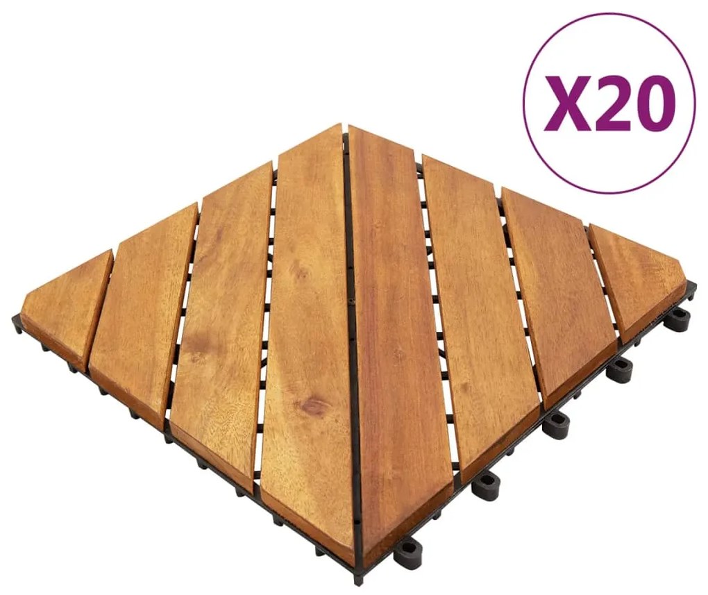 3114666 vidaXL Ladrilhos de terraço 20 pcs 30x30 cm acácia maciça castanho