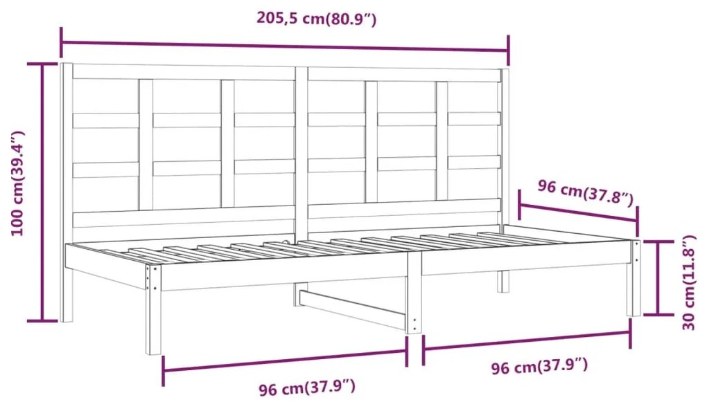 Sofá-cama sem colchão 90x200 cm madeira de pinho maciça branco