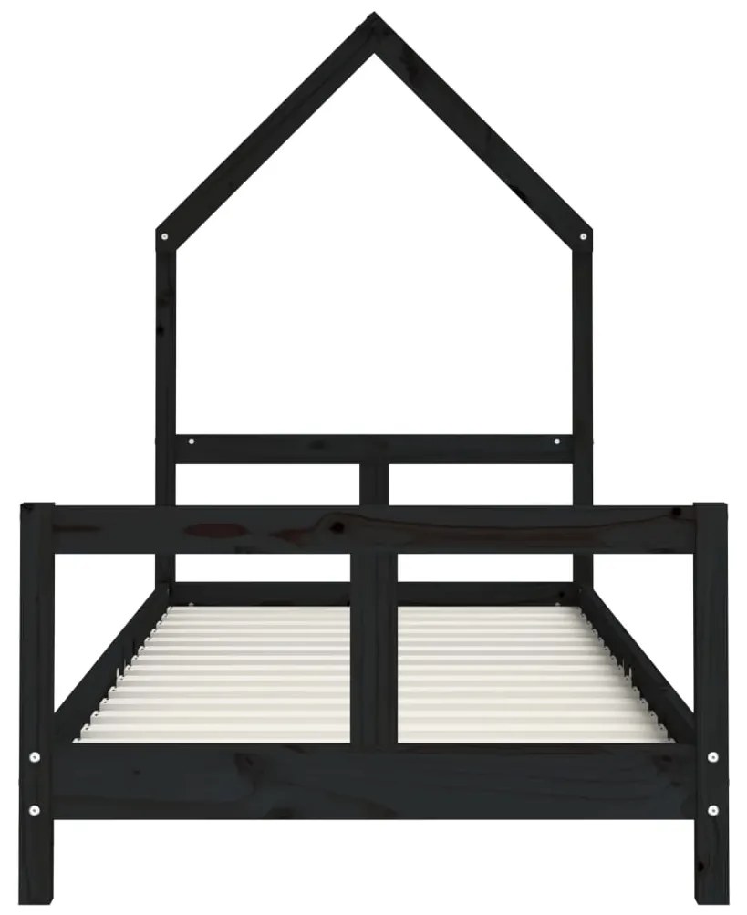 Estrutura de cama infantil 80x200 cm pinho maciço preto