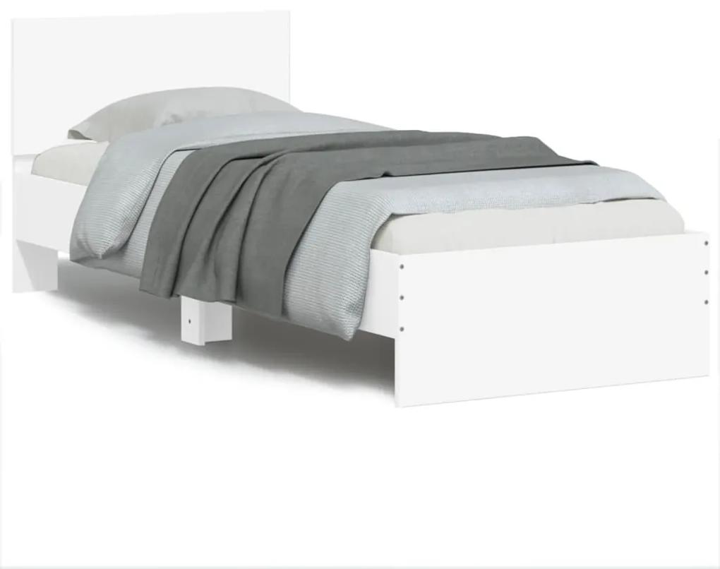 838624 vidaXL Estrutura cama c/ cabeceira 90x200 cm derivados madeira branco