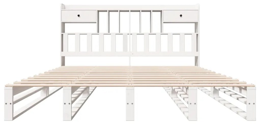 Cama com estante sem colchão 200x200 cm pinho maciço branco