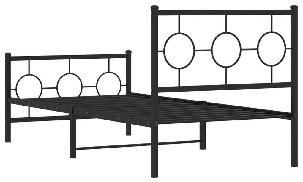 Estrutura de cama com cabeceira e pés 90x190 cm metal preto