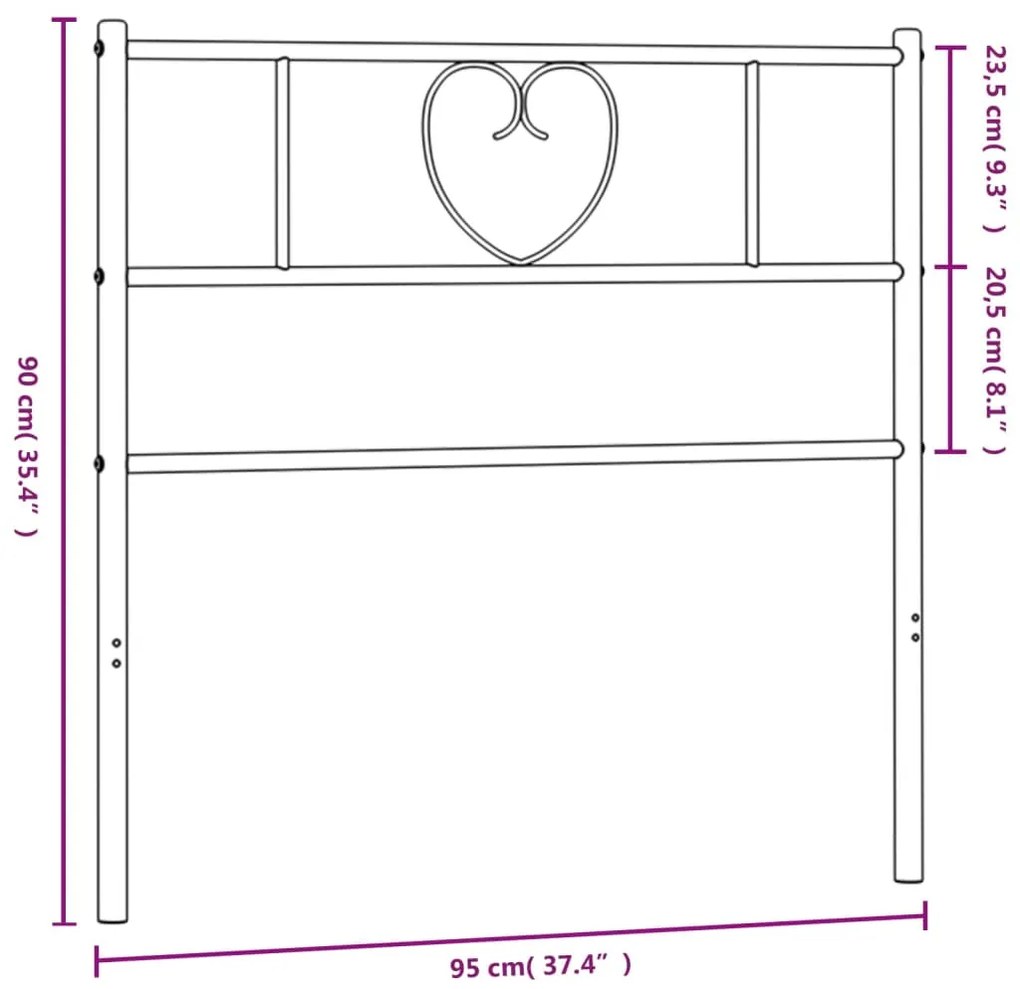 Cabeceira de cama 90 cm metal preto