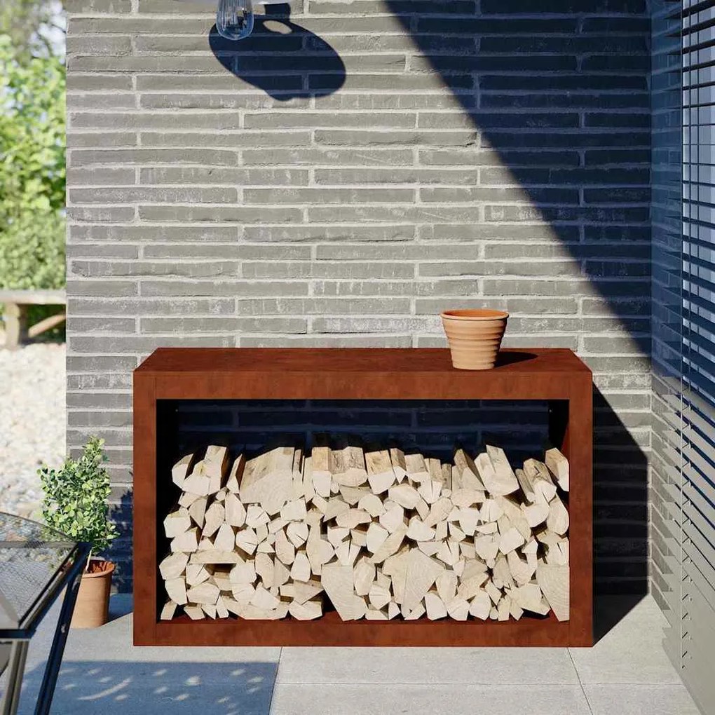 vidaXL Rack Lenha 100x40x60 cm aço resistente às intempéries