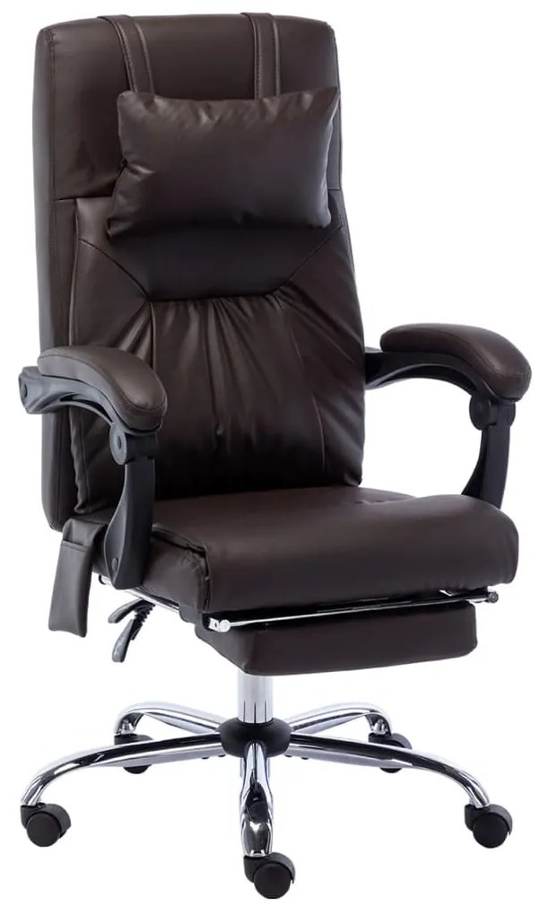 Cadeira escritório c/ função massagem couro artificial castanho