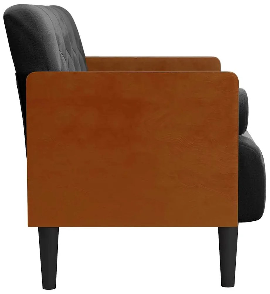 Sofá-luvas com rolos 110 cm veludo preto