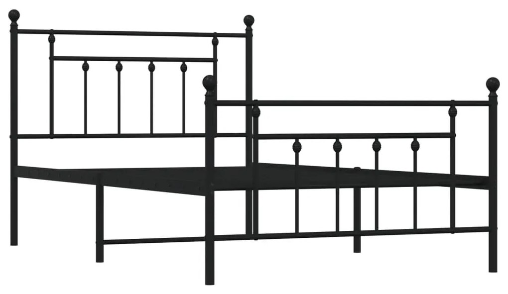 Estrutura de cama com cabeceira e pés 107x203 cm metal preto