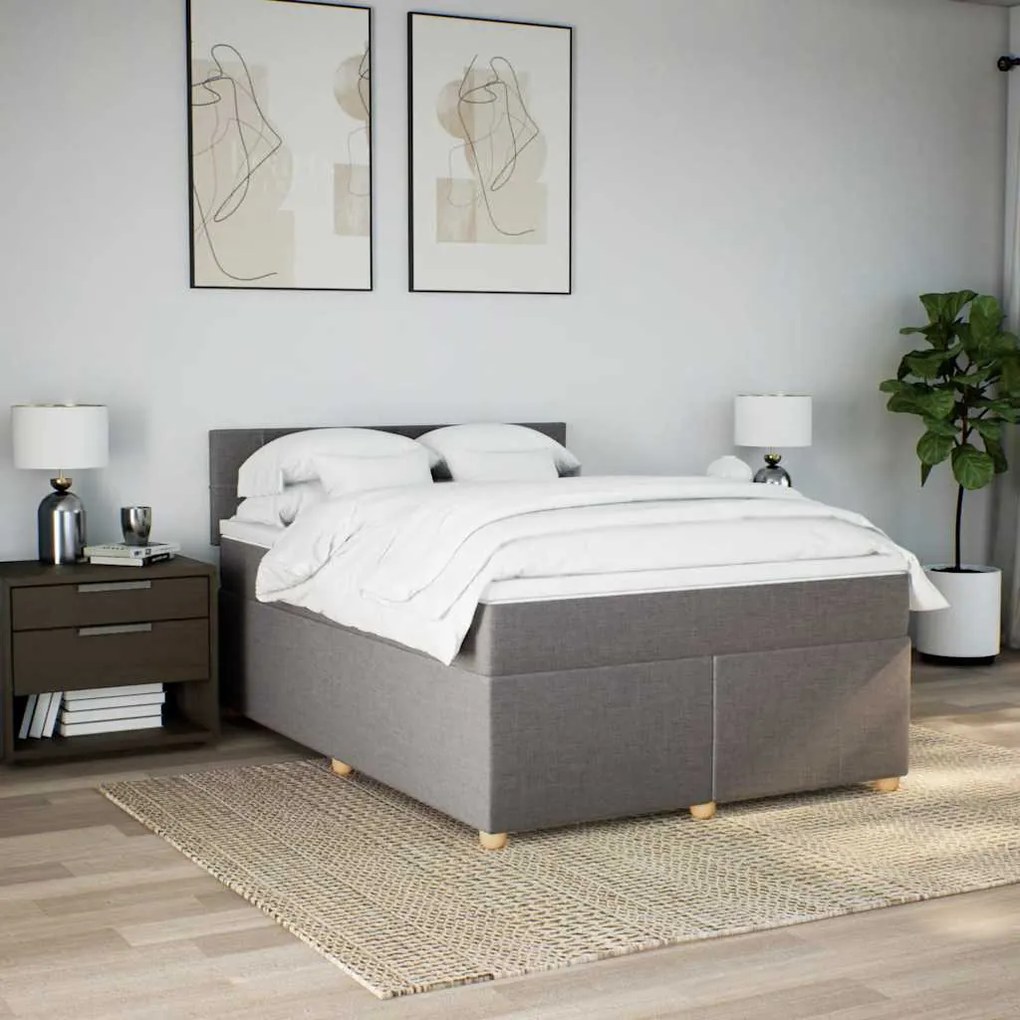 Cama com molas/colchão 140x190 cm tecido castanho-acinzentado
