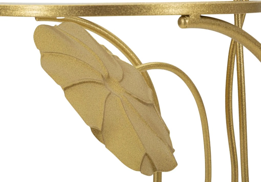 MESA DE APOIO COM 2 PRATELEIRAS E FLORES Ø 40x78 CM DOURADO