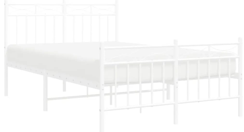 Estrutura de cama com cabeceira e pés 120x200 cm metal branco