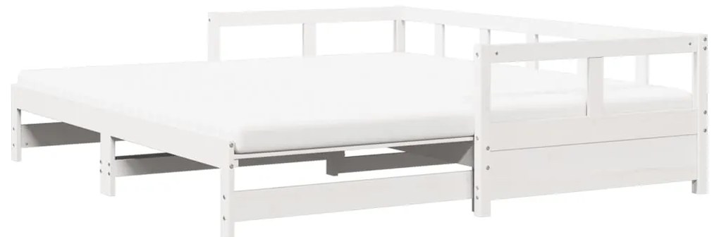 Sofá-cama c/ gavetão e colchões 90x190 cm pinho maciço branco