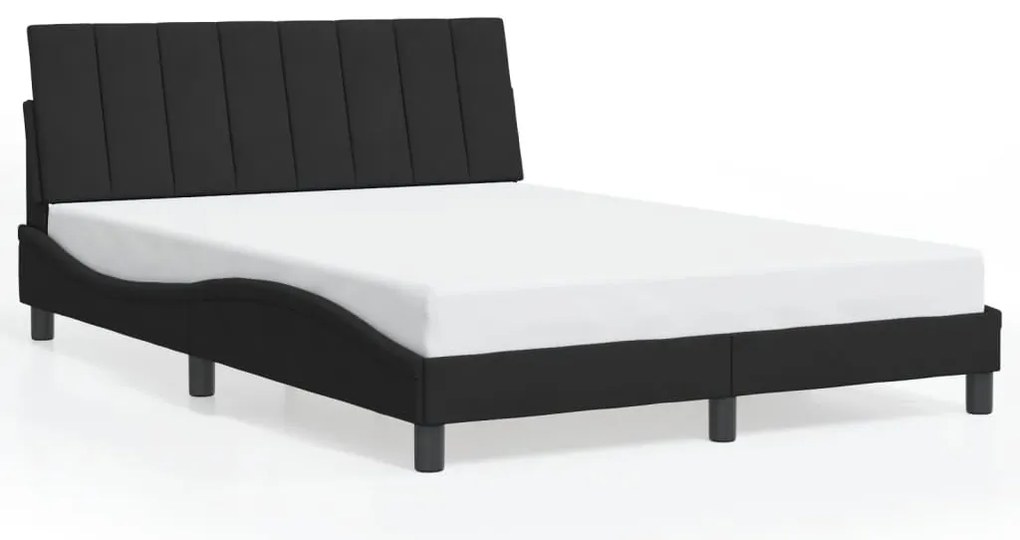 Estrutura de cama c/ luzes LED 140x200 cm veludo preto