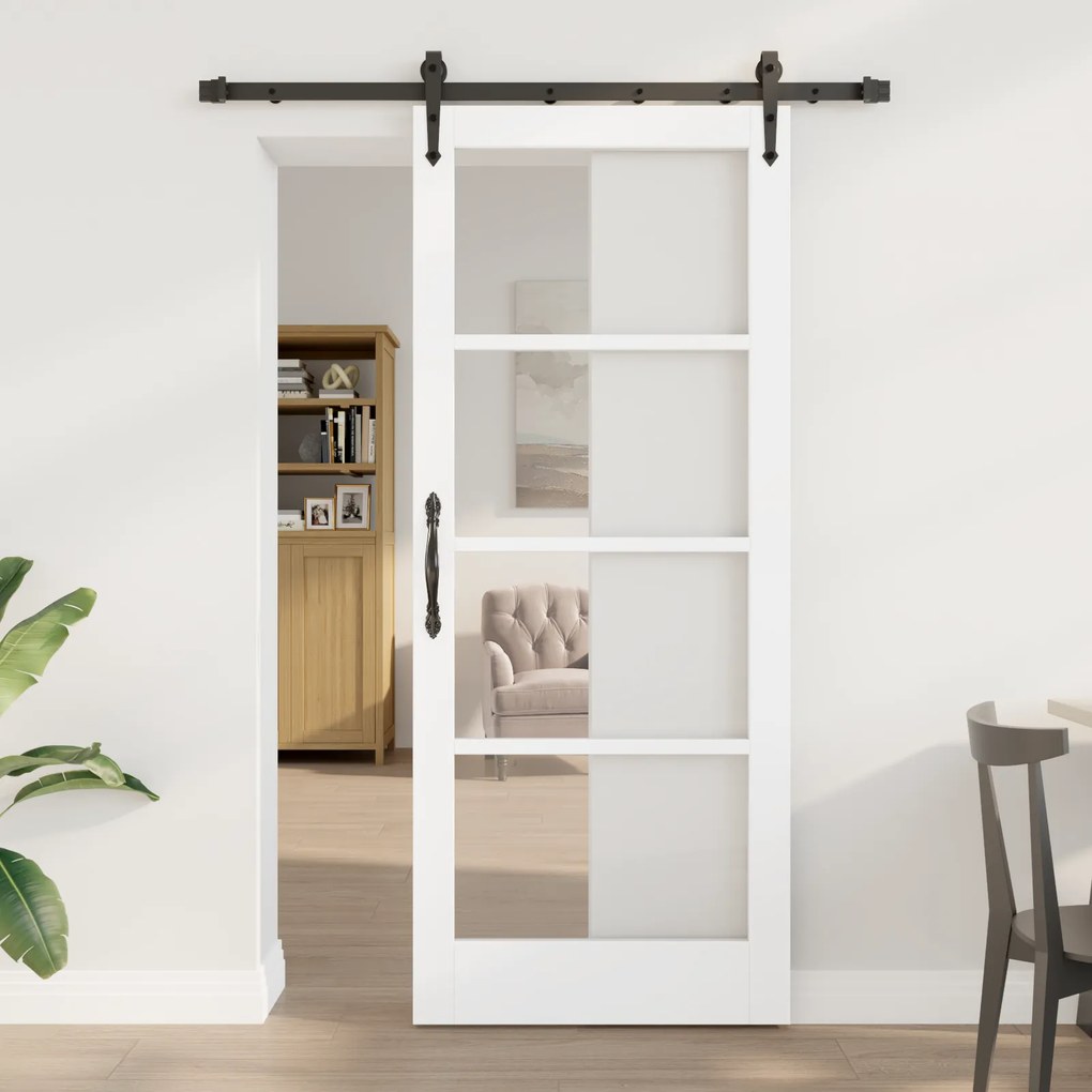 Porta Deslizante vidaXL com Conjunto de Ferragens 'ORKDAL'Branca 83x202 cm