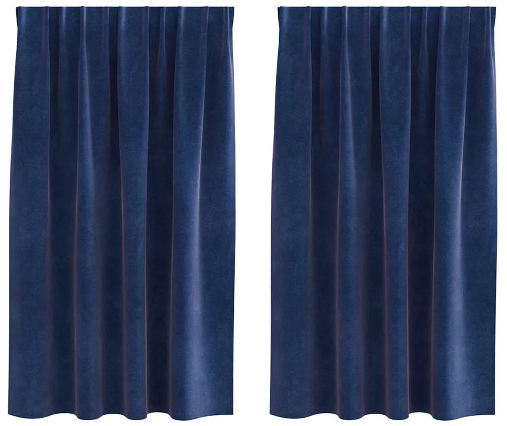 Cortinas Blackout vidaXL com fita superior 2 pcs Veludo Azul Escuro