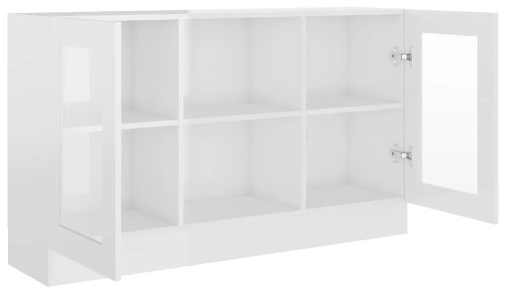 Armário vitrine derivados de madeira branco brilhante