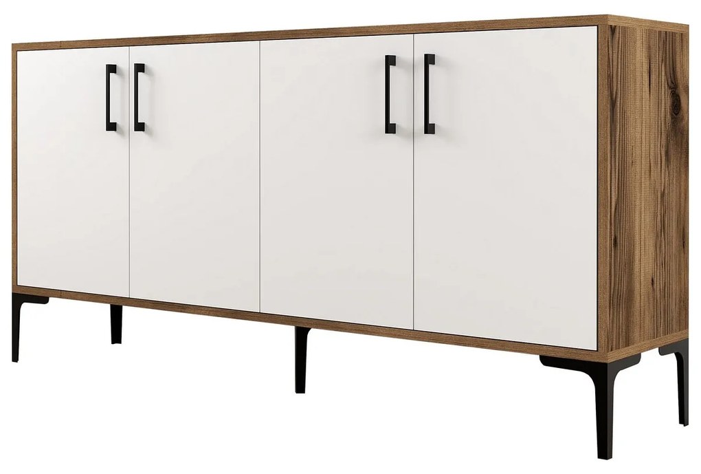 Console Kiev – Nogueira/Branco – 160 cm x 78 cm x 35 cm