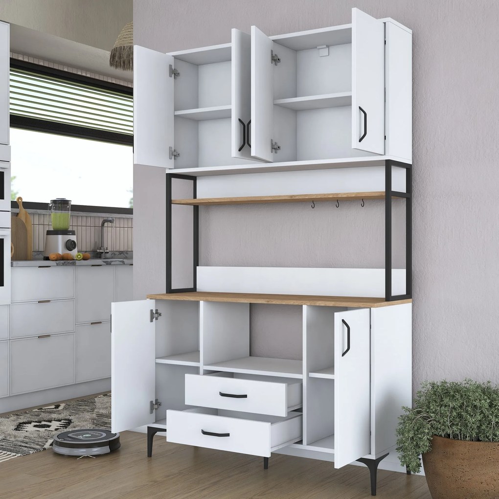 Armário Alto de Cozinha "Stella" - 120 x 198,6 x 40 cm - Nogueira e Br