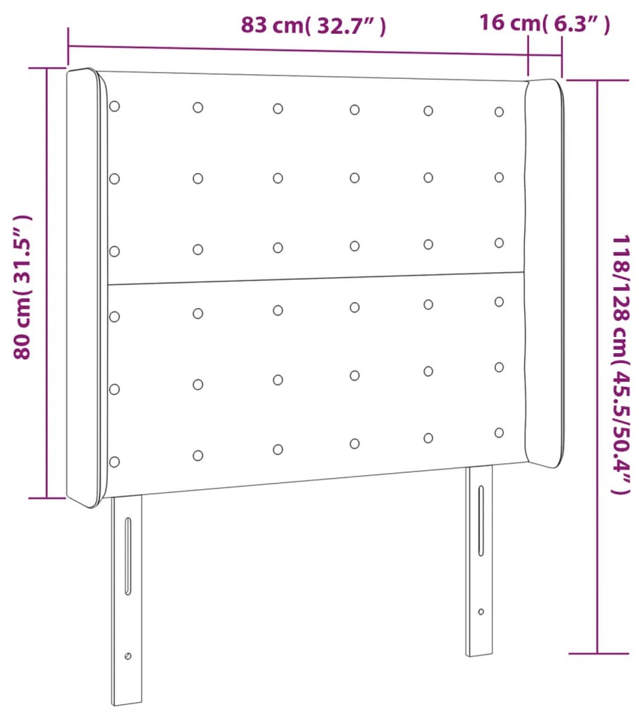 Cabeceira de cama c/ abas veludo 83x16x118/128 cm preto