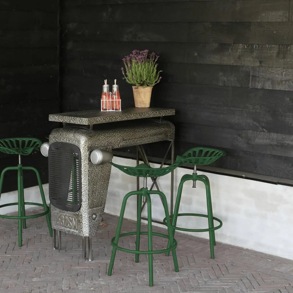 Esschert Design Cadeira de bar industrial verde