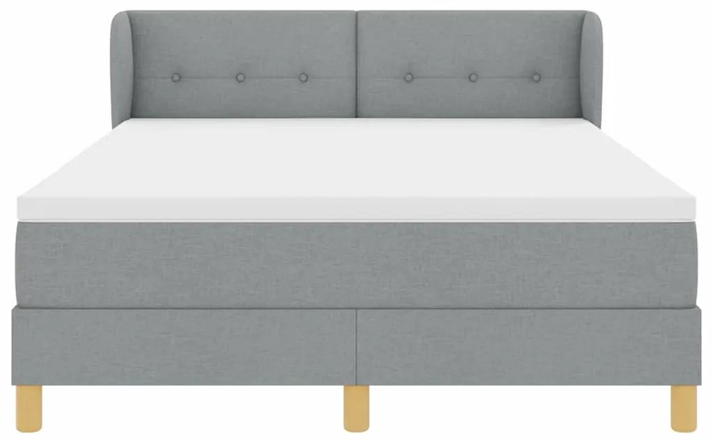 Cama Box Spring vidaXL com Colchão - Cinza Claro, 160x200 cm, Tecido