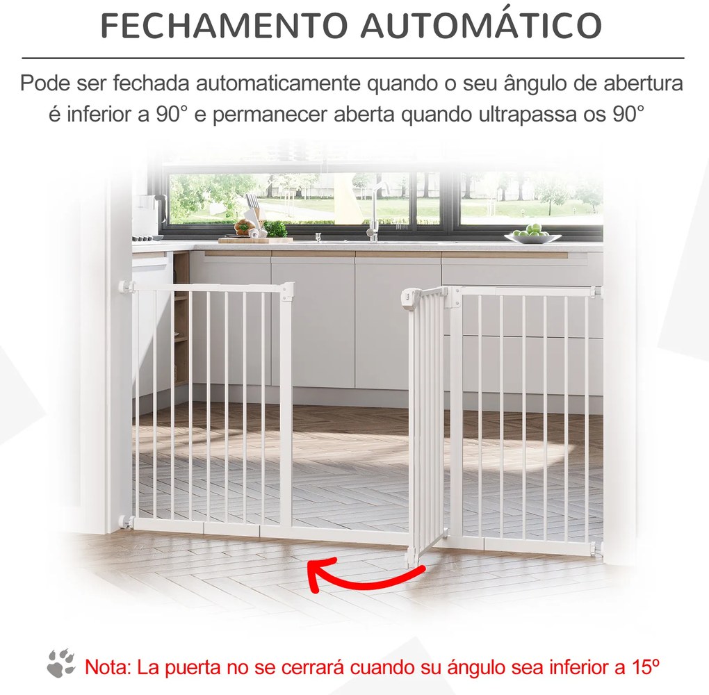 Barreira de Segurança Extensível para Portas e Escadas com Fecho Automático Sistema de Duplo Bloqueio 74x148-76cm Branco