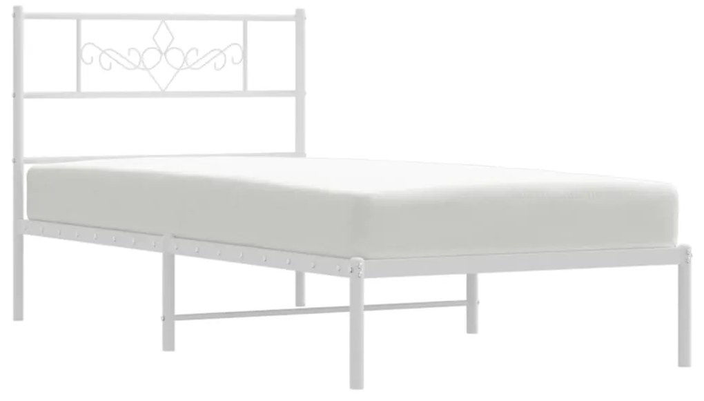 Estrutura de cama com cabeceira 90x200 cm metal branco