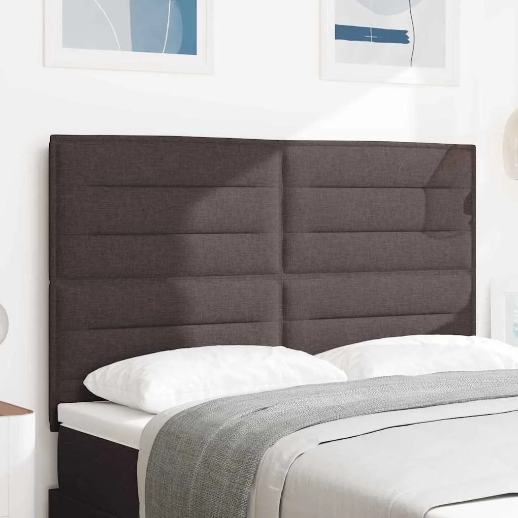 Cabeceira LED Design Linhas Castanha Escura 72 cm Tecido
