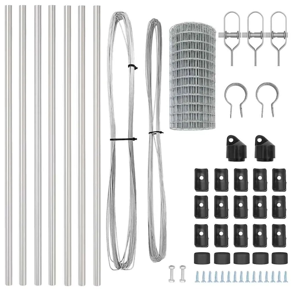 Cerca Europeia com 7 postes, 0,8 x 10 m, em aço galvanizado