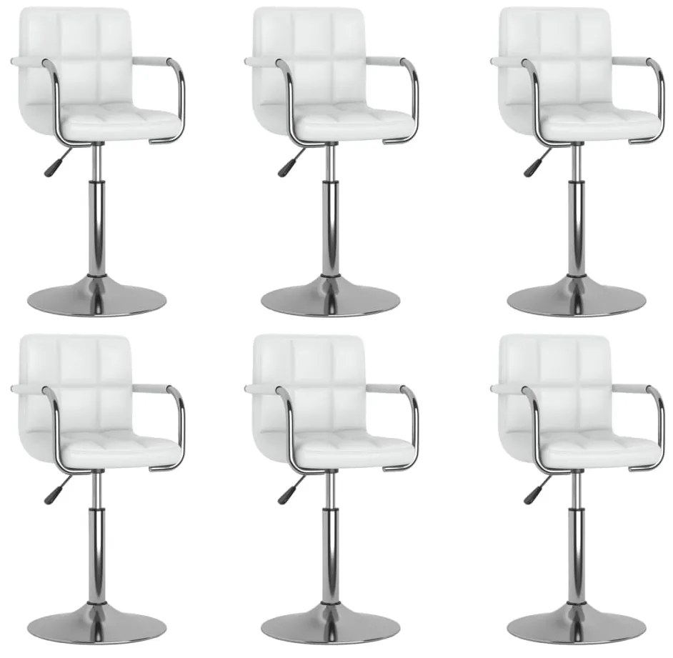 Cadeiras de jantar giratórias 6 pcs couro artificial branco