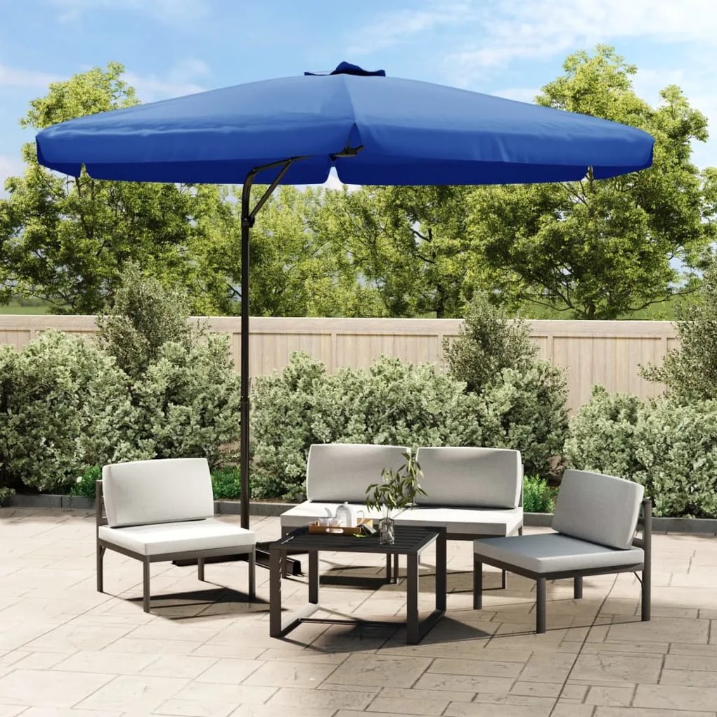 Guarda-sol de jardim com poste de aço 300 cm azul-ciano