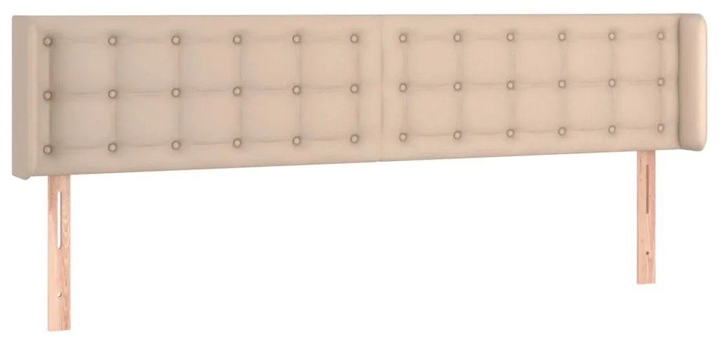Cabeceira cama LED couro artificial 203x16x78/88 cm cappuccino