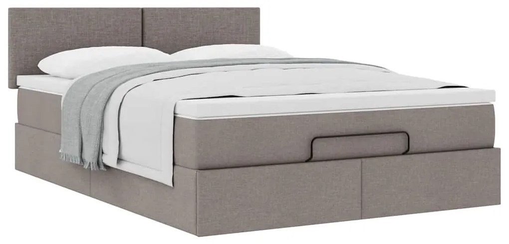 Cama otomana com colchão 140x200 cm tecido cinza