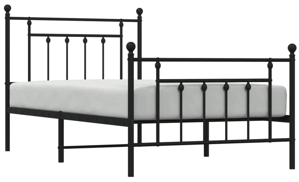 Estrutura de cama com cabeceira e pés 100x190 cm metal preto