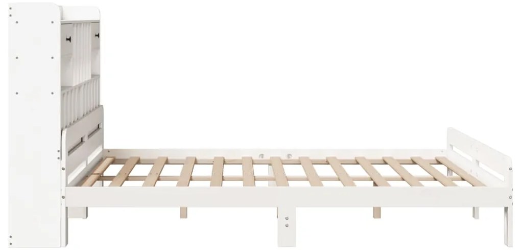 Cama com estante sem colchão 200x200 cm pinho maciço branco