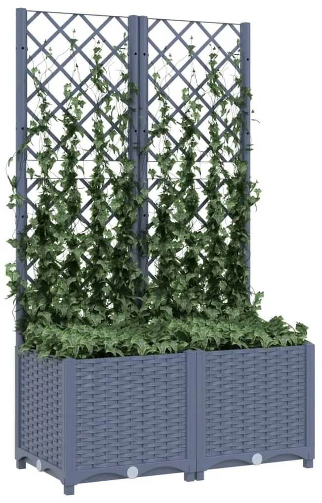 Vaso/floreira jardim c/ treliça 80x40x136 cm PP cinzento azul