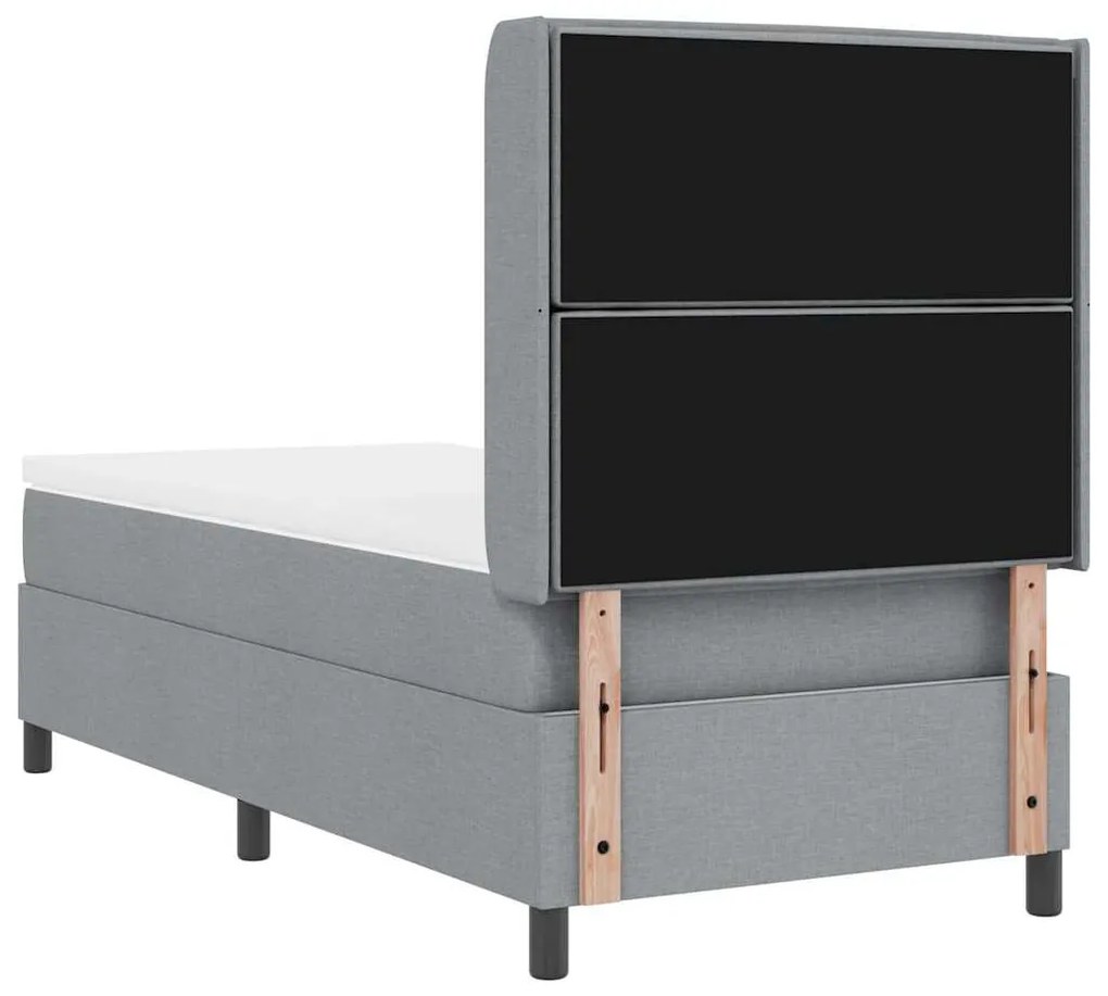 Cama Box com Colchão e LED Cinza Claro 90x190 cm Tecido