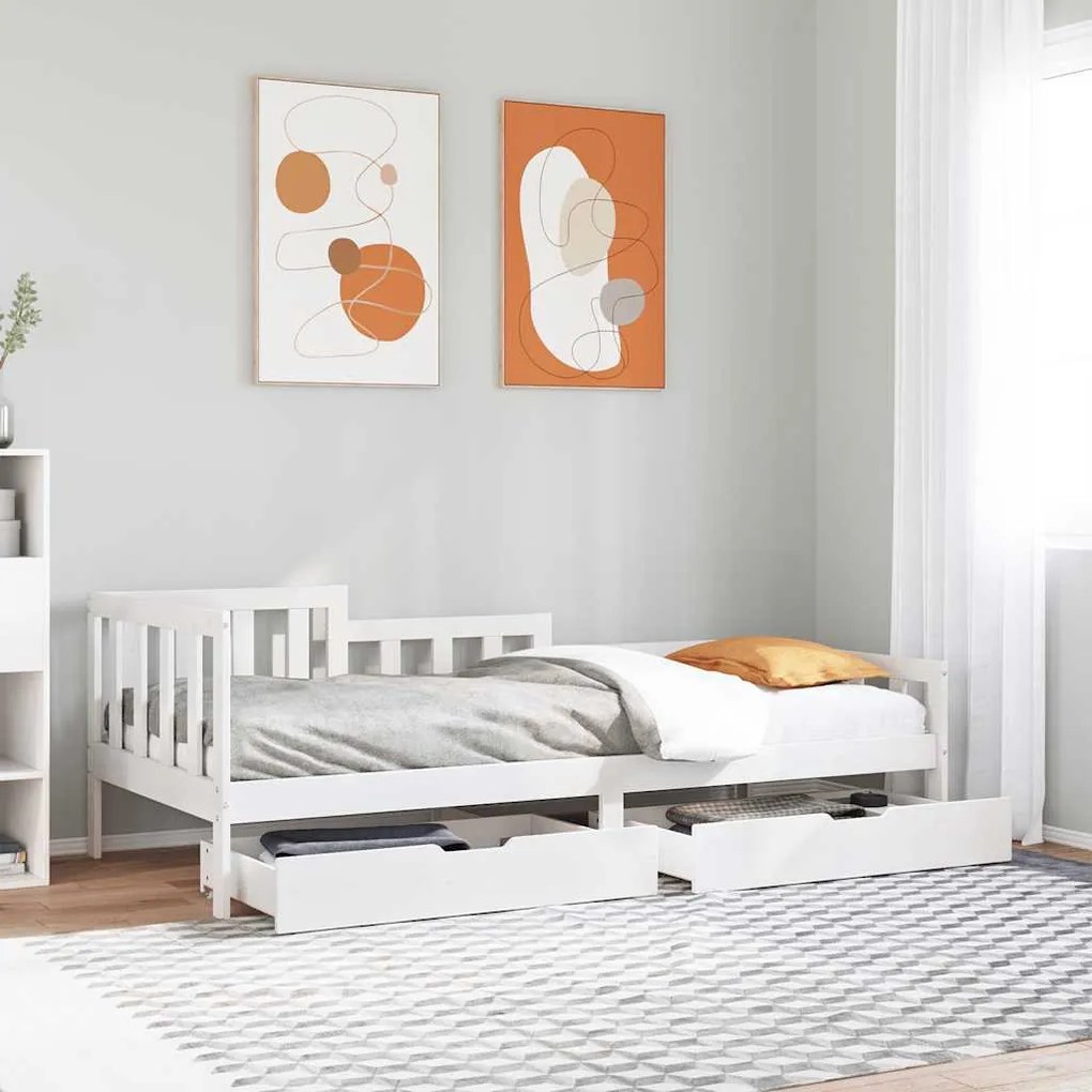 Sofá-cama com gavetas 80x200 cm madeira de pinho maciça