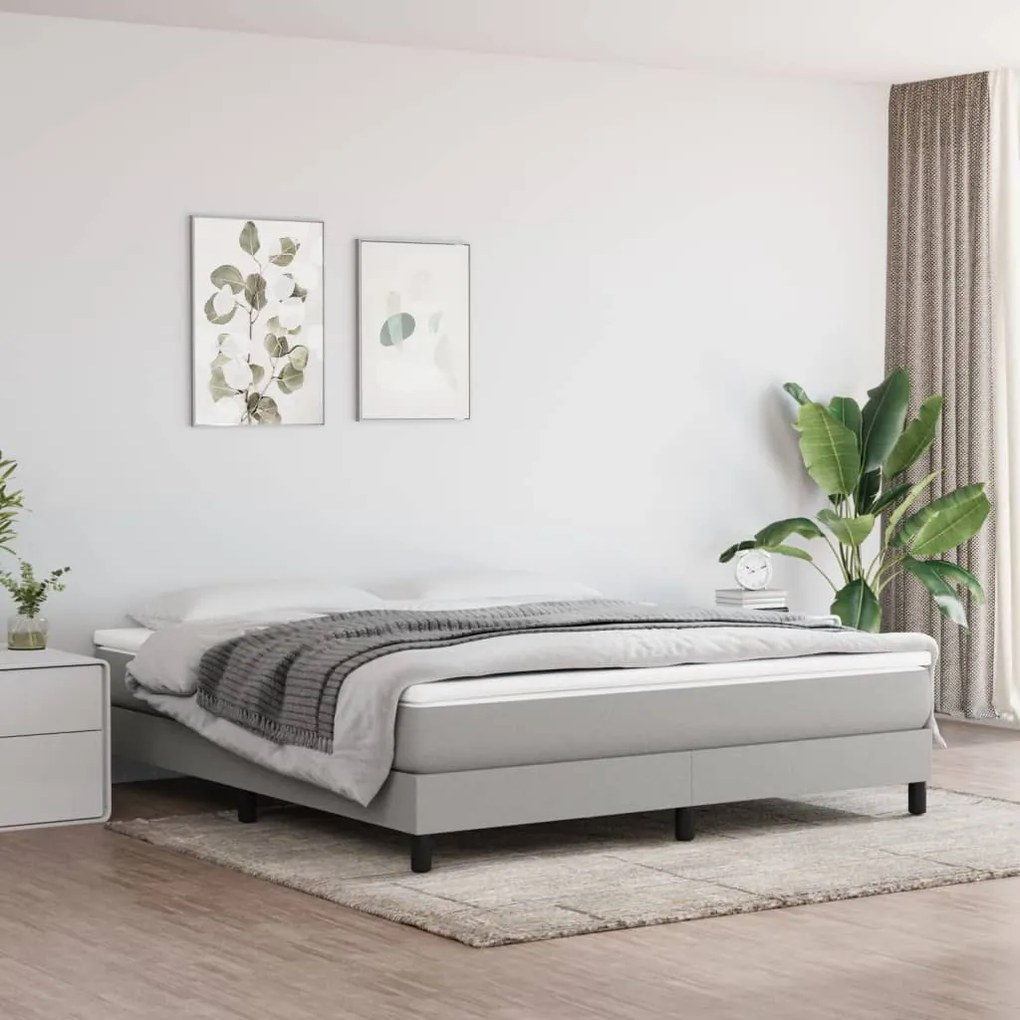 Estrutura de cama 180x200 cm tecido cinza-claro